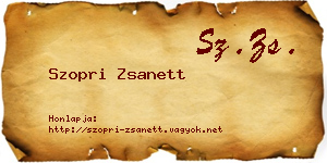 Szopri Zsanett névjegykártya